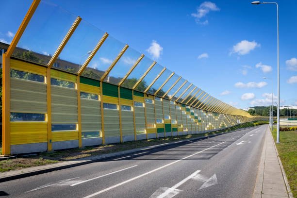 Noise barrier wall on a highway, Gdansk, Poland